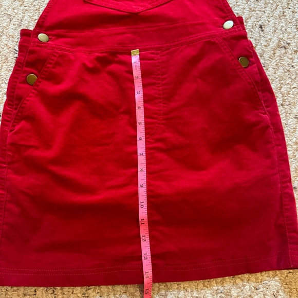*3 for $9* Red Mini Overalls Dress - Picture 8 of 10